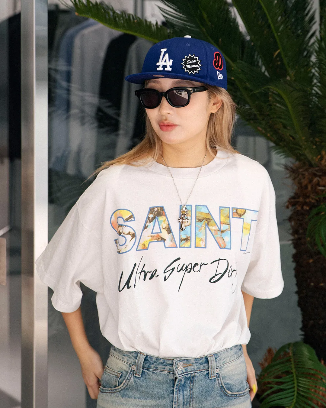 SAINT Mxxxxxx SS TEE/SUPER DIRTY/WHT oil painting SAINT SUPER DIRTY slogan TEE off-white S-XL Made of original OE yarn tube weaving without side seams to distinguish the split fabrics original consistent VINTAGE label/little angel anti-counterfeiting label top printing technology highly restored original details